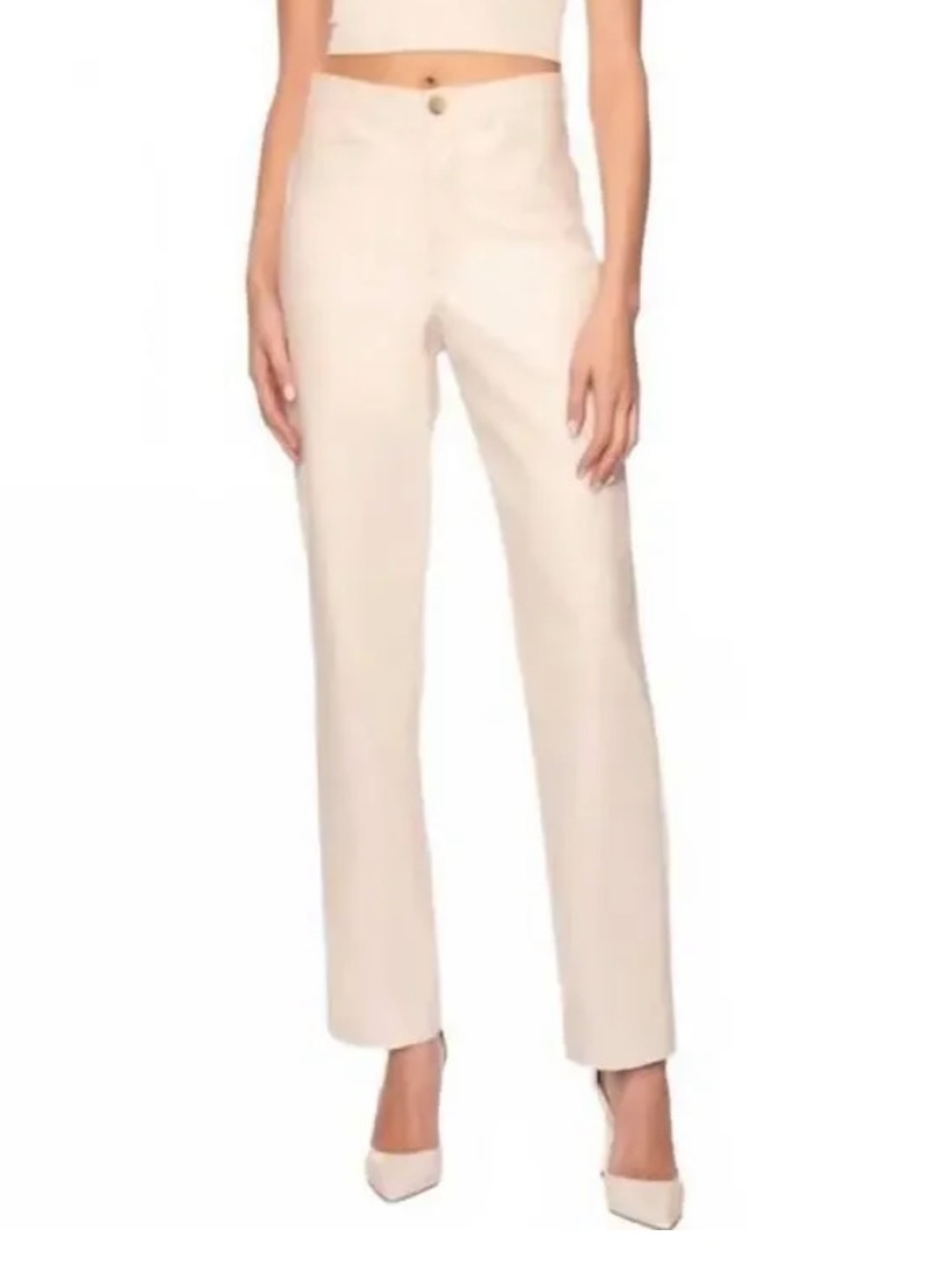 Susana Monaco Cream Straight-Leg Trousers